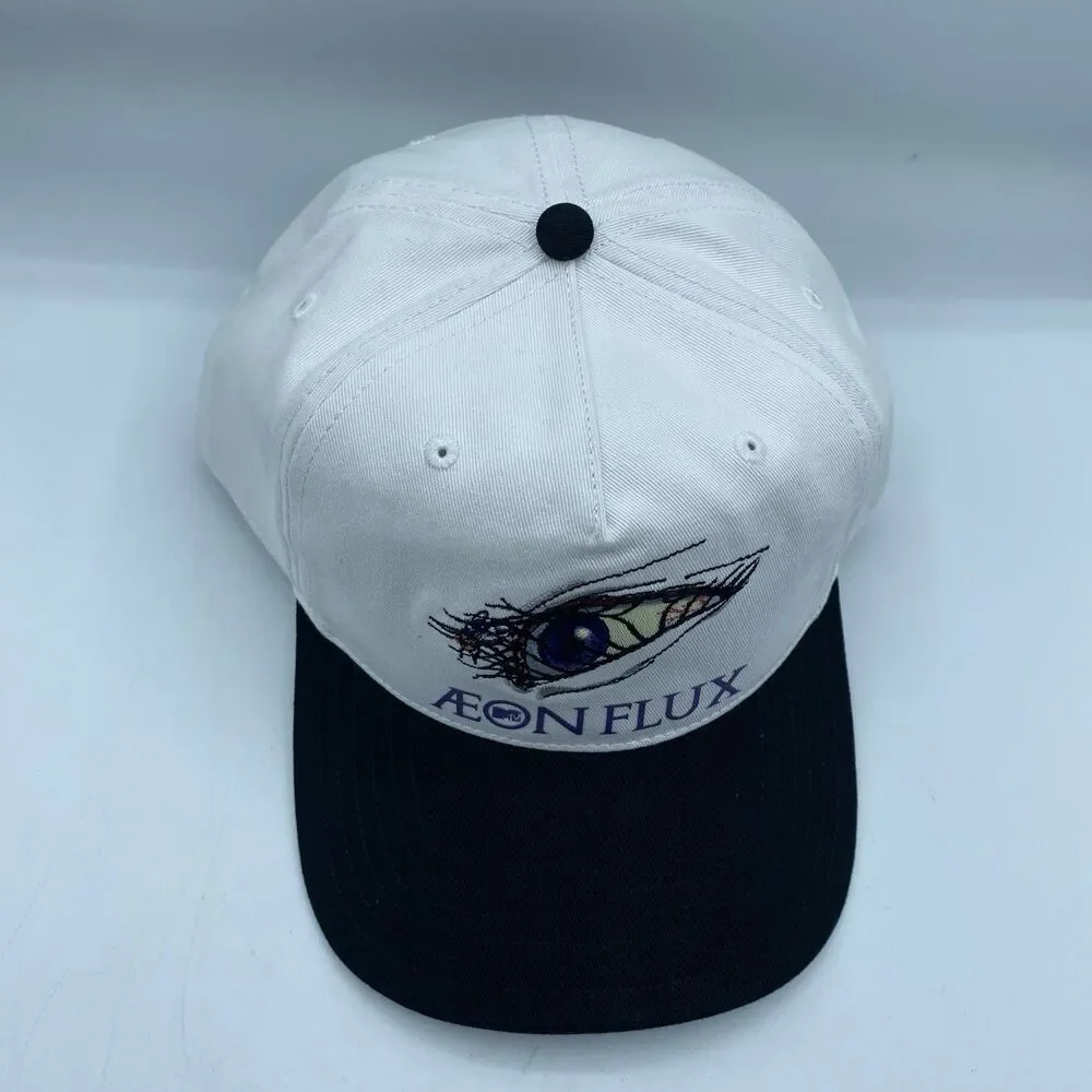 Aeon Flux Hat MTV White White Adjustable Cap Snapback Logo Show TV NWOT